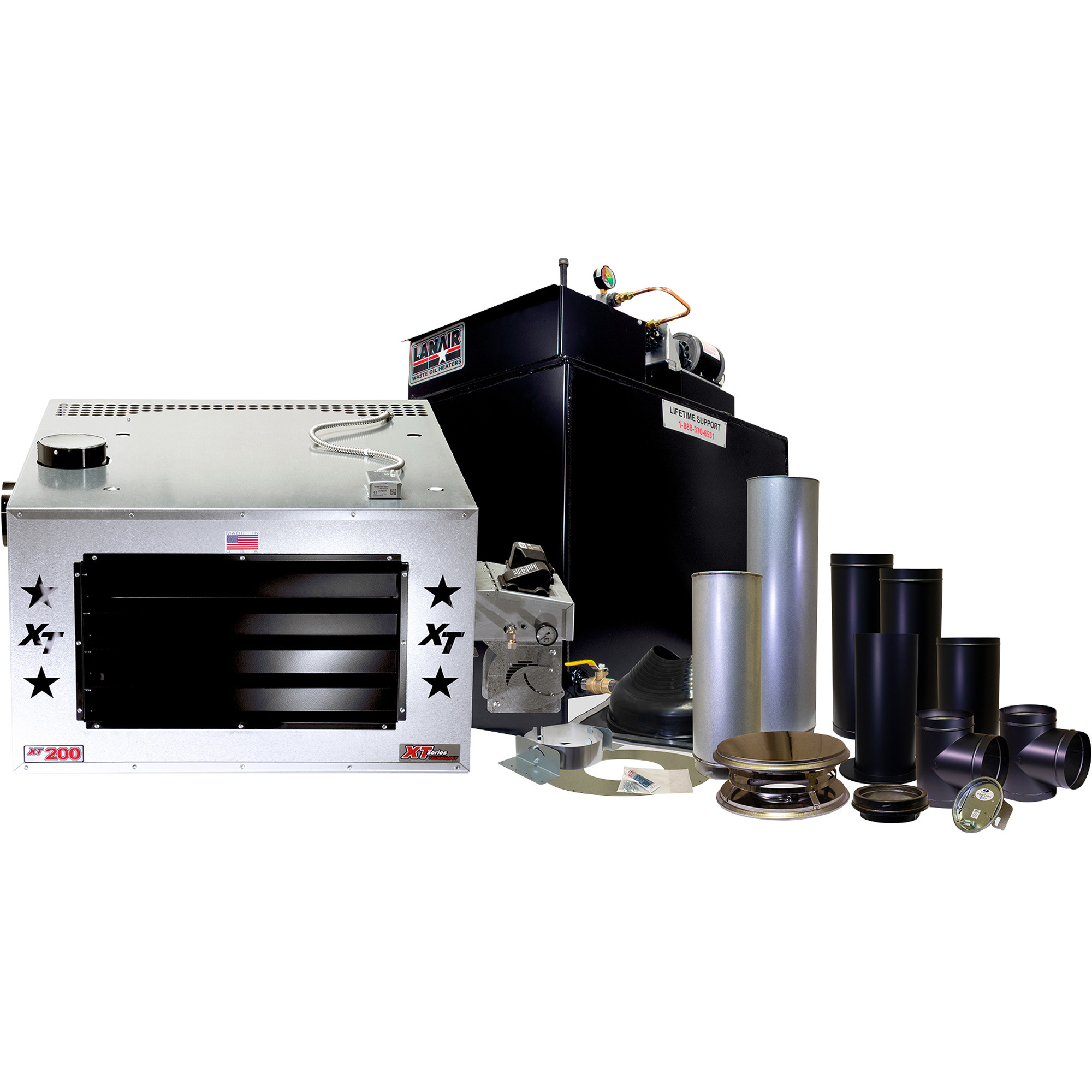 LANAIR Waste Oil-Fired, Thermostat-Controlled Heater Package 1, 200,000 BTU, 5000 Sq. Ft. Capacity, Model# XT-200 HEATER